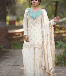 White georgette   party wear embroidery salwar  suit set