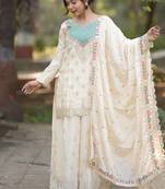 White georgette   party wear embroidery salwar  suit set