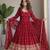 Red chinon silk  party wear embroidery salwar  suit set