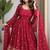 Red chinon silk  party wear embroidery salwar  suit set