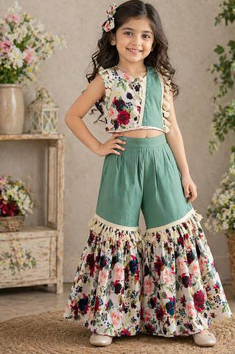 Kids summer cotton with floral print co-ord set