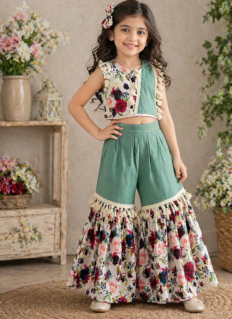 Kids summer cotton with floral print co-ord set