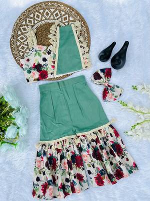Kids summer cotton with floral print co-ord set 2