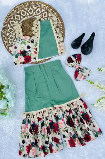 Kids summer cotton with floral print co-ord set