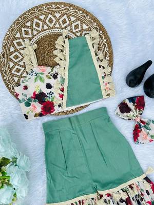 Kids summer cotton with floral print co-ord set 3