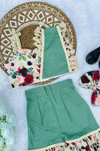 Kids summer cotton with floral print co-ord set