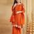 Orange vichitra silk heavy thread embroidery sequins work kurta pant set