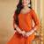 Orange vichitra silk heavy thread embroidery sequins work kurta pant set