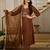 Coffee vichitra silk heavy thread embroidery work kurta pant set