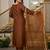 Coffee vichitra silk heavy thread embroidery work kurta pant set