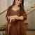 Coffee vichitra silk heavy thread embroidery work kurta pant set