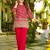 Dark pink heavy crepe silk heavy thread embroidery sequins work  co-ord set