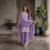 Elegant lavender embroidered kurta palazzo set with dupatta