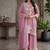 Elegant pink embroidered kurta palazzo set with dupatta