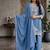 Elegant blue embroidered kurta palazzo set with dupatta