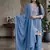 Elegant blue embroidered kurta palazzo set with dupatta