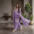Elegant lavender embroidered kurta palazzo set with dupatta