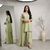 Pista green rayon cotton silk embroidered farshi suit set