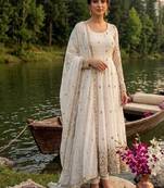 White vichitra silk  party wear embroidery salwar  suit set