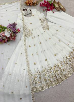 White vichitra silk  party wear embroidery salwar  suit set 4