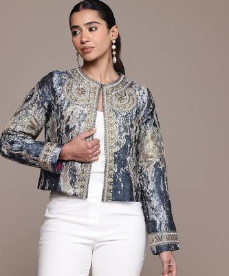 Blue printed jacquard jacket 1