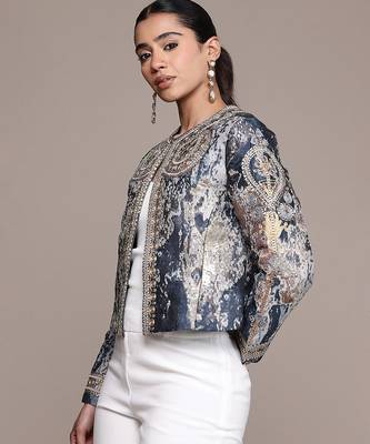 Blue printed jacquard jacket 2