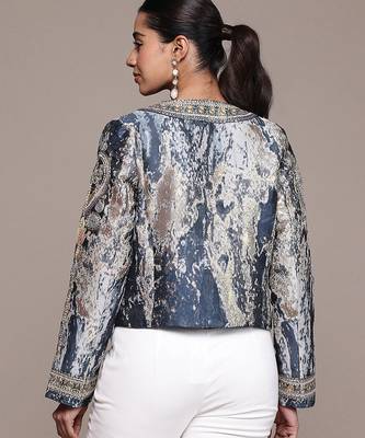 Blue printed jacquard jacket 3