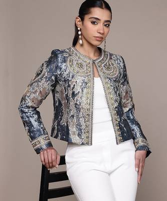 Blue printed jacquard jacket 4