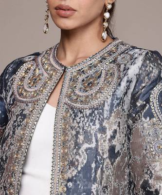 Blue printed jacquard jacket 5