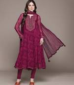 Fuchsia printed viscose kurta set