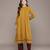 Yellow woven cotton blend kurta