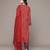 Red printed cotton blend kurta set