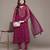 Fuchsia printed viscose kurta set