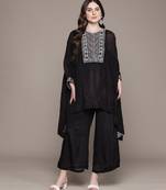 Black embroidered viscose kurta set