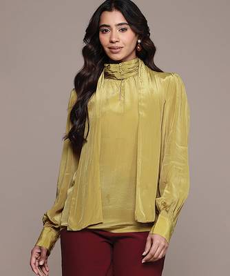 Mustard crepe full sleeves top 1