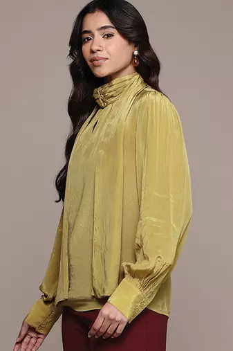 Mustard crepe full sleeves top