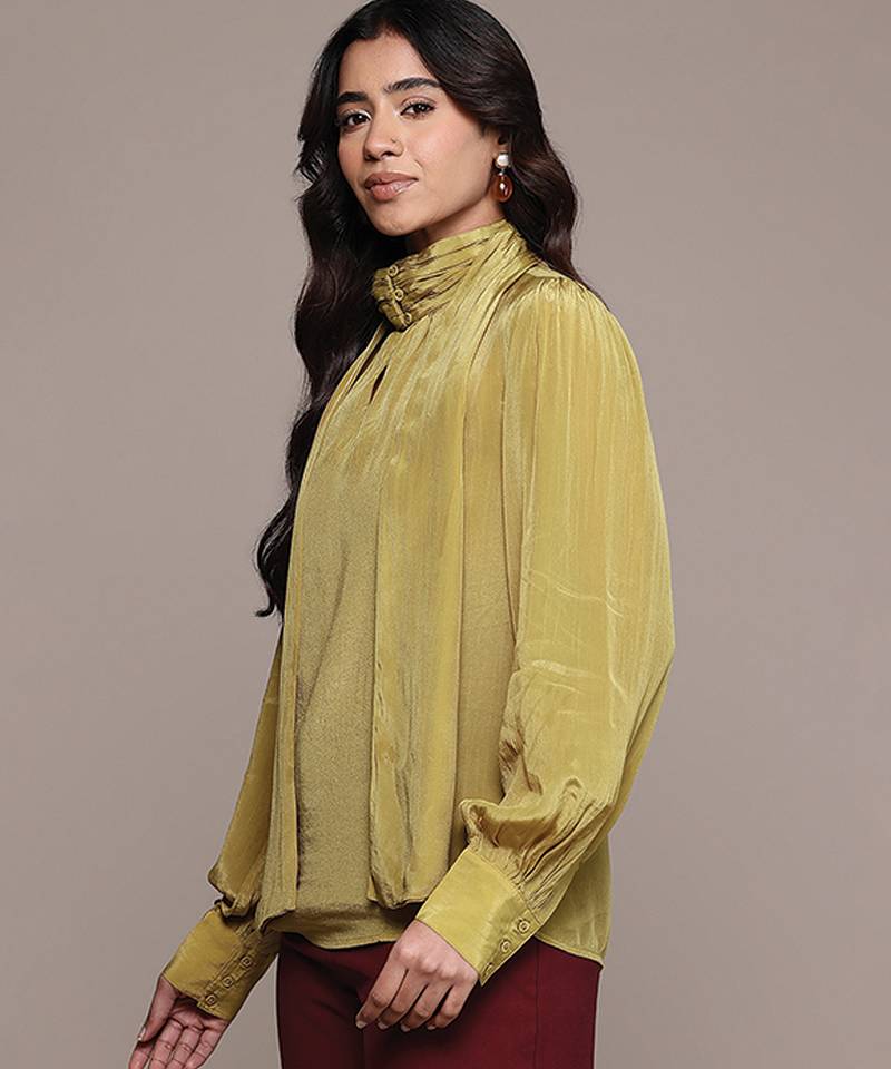 Mustard crepe full sleeves top
