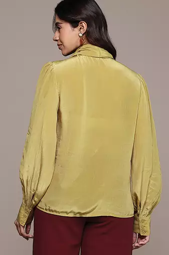 Mustard crepe full sleeves top