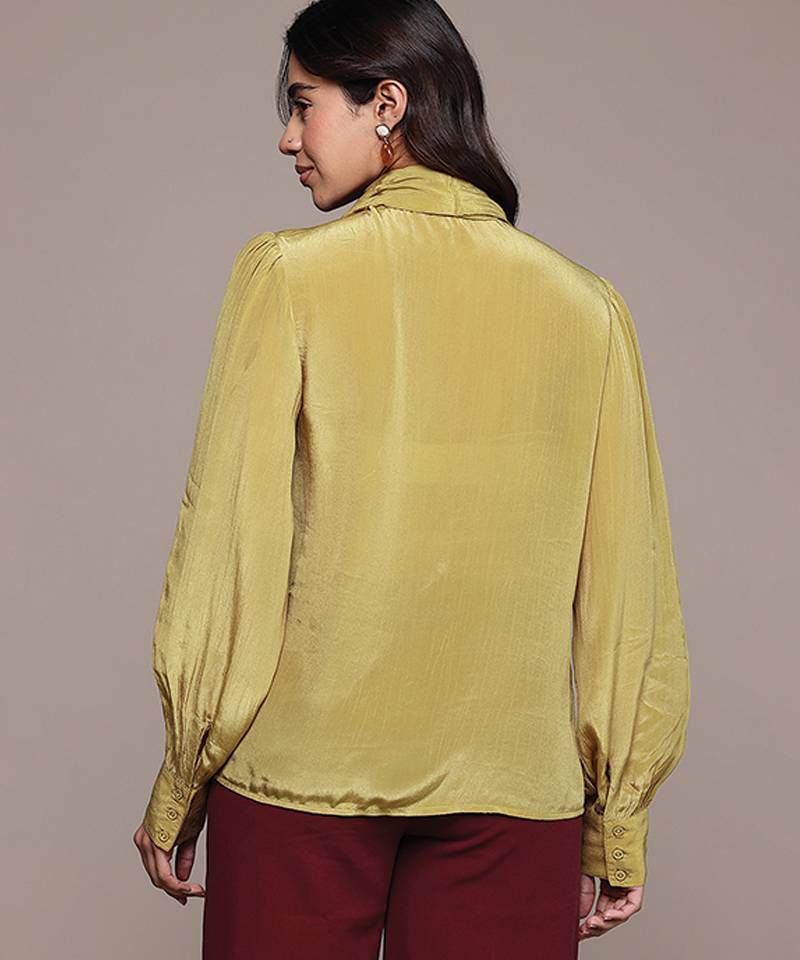 Mustard crepe full sleeves top