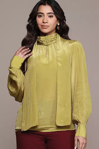 Mustard crepe full sleeves top