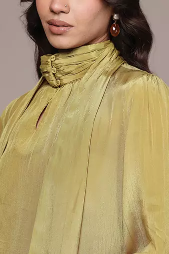 Mustard crepe full sleeves top