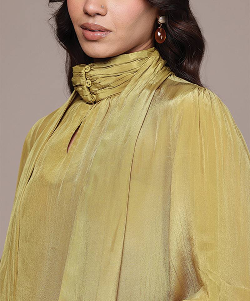 Mustard crepe full sleeves top