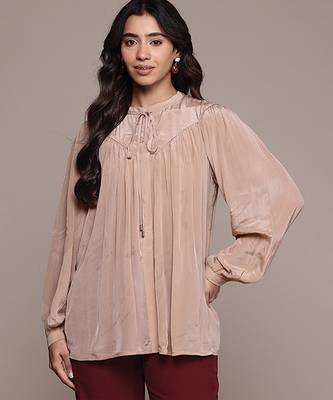 Peach crepe full sleeves top 1