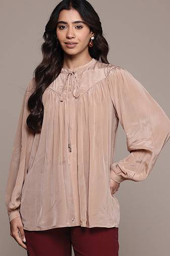 Peach crepe full sleeves top