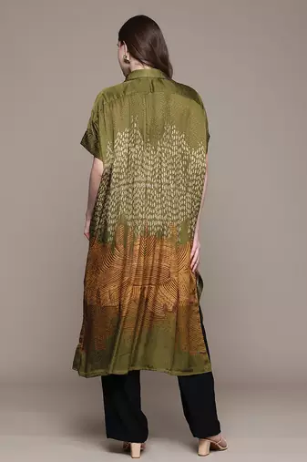 Green printed viscose long kurti
