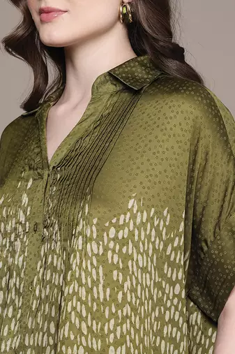 Green printed viscose long kurti