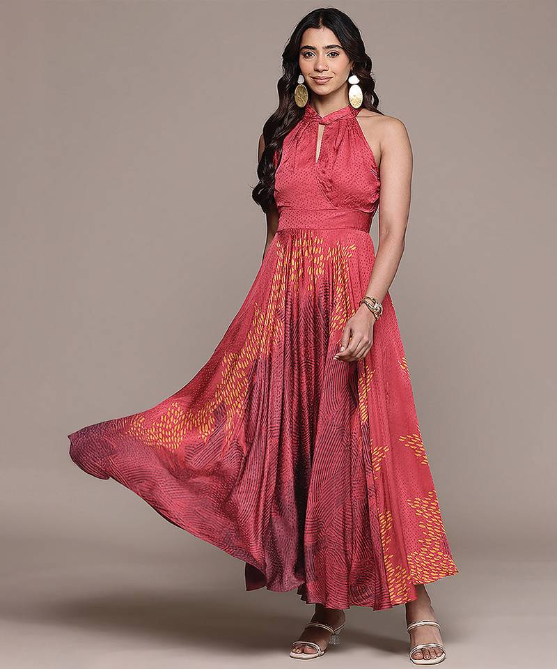 Red printed viscose dress