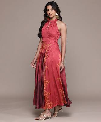 Red printed viscose dress 2