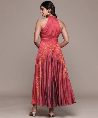 Red printed viscose dress 3