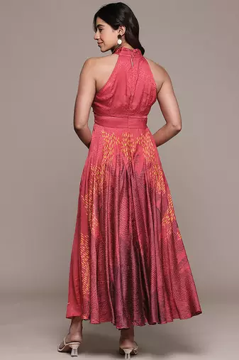 Red printed viscose dress